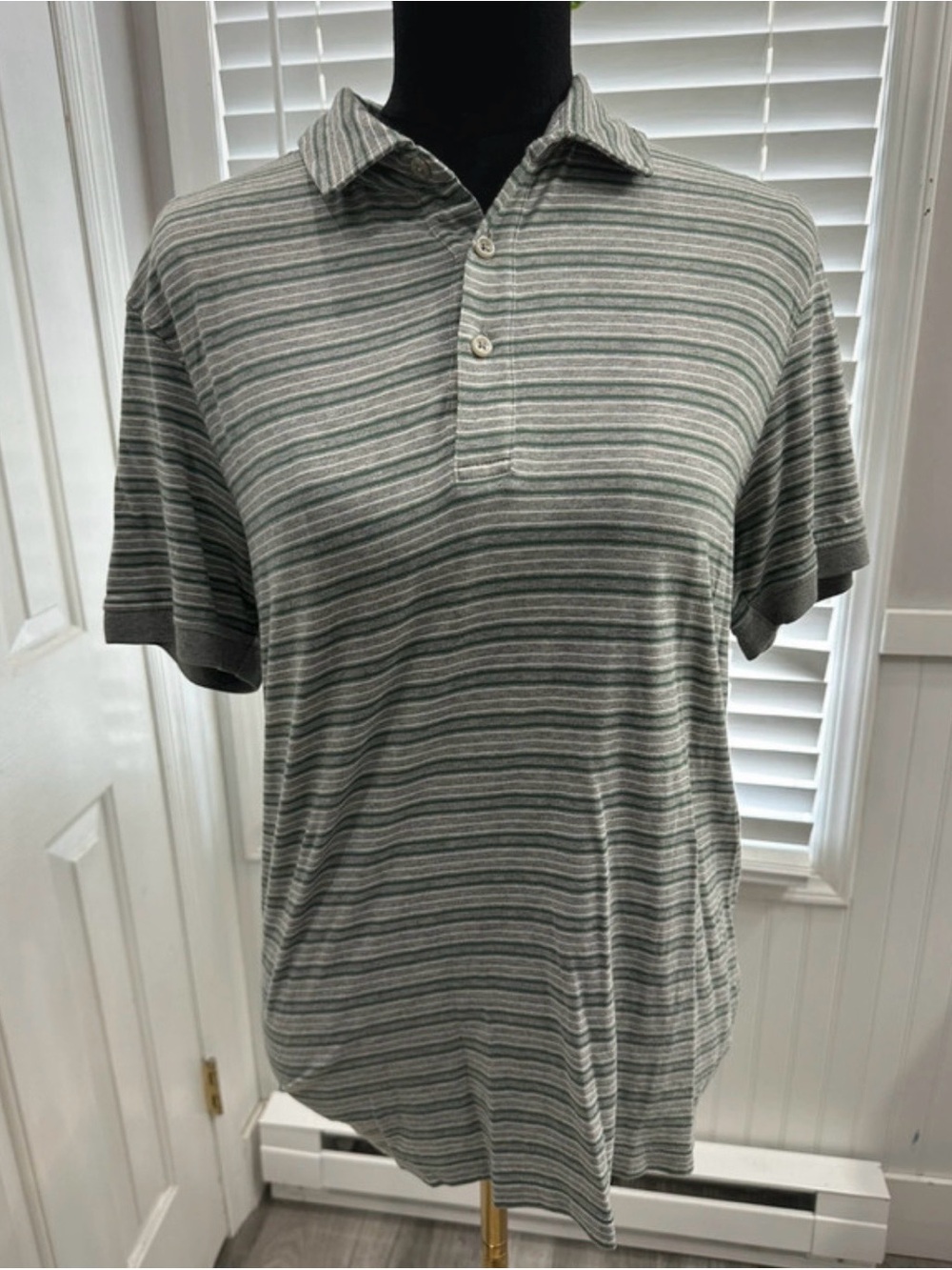 Saks 5th Ave Men's Short-Sleeve Striped Polo Shirt - Gray/Green